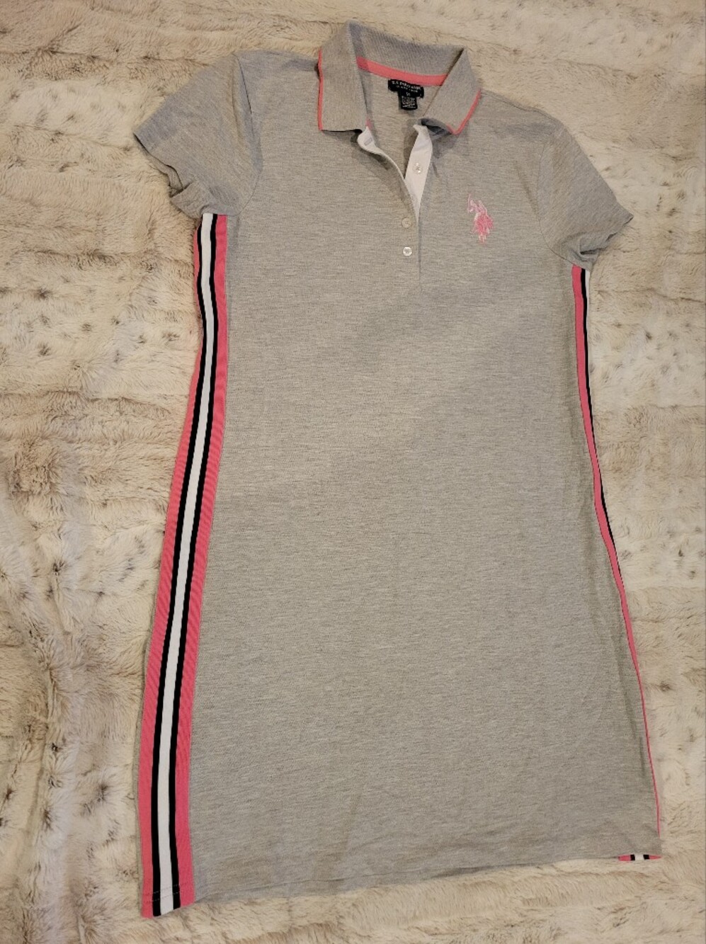 U.S. Polo Assn. Gray Dress with Pink Trim